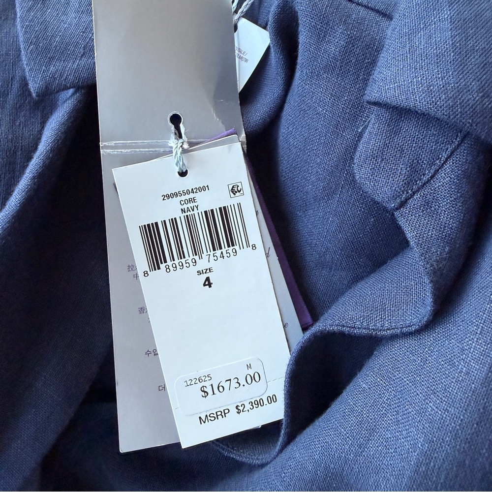 NWT Ralph Lauren Collection Aniyah Belted Linen Midi Wrap Dress Size 4 Navy - Picture 5 of 15